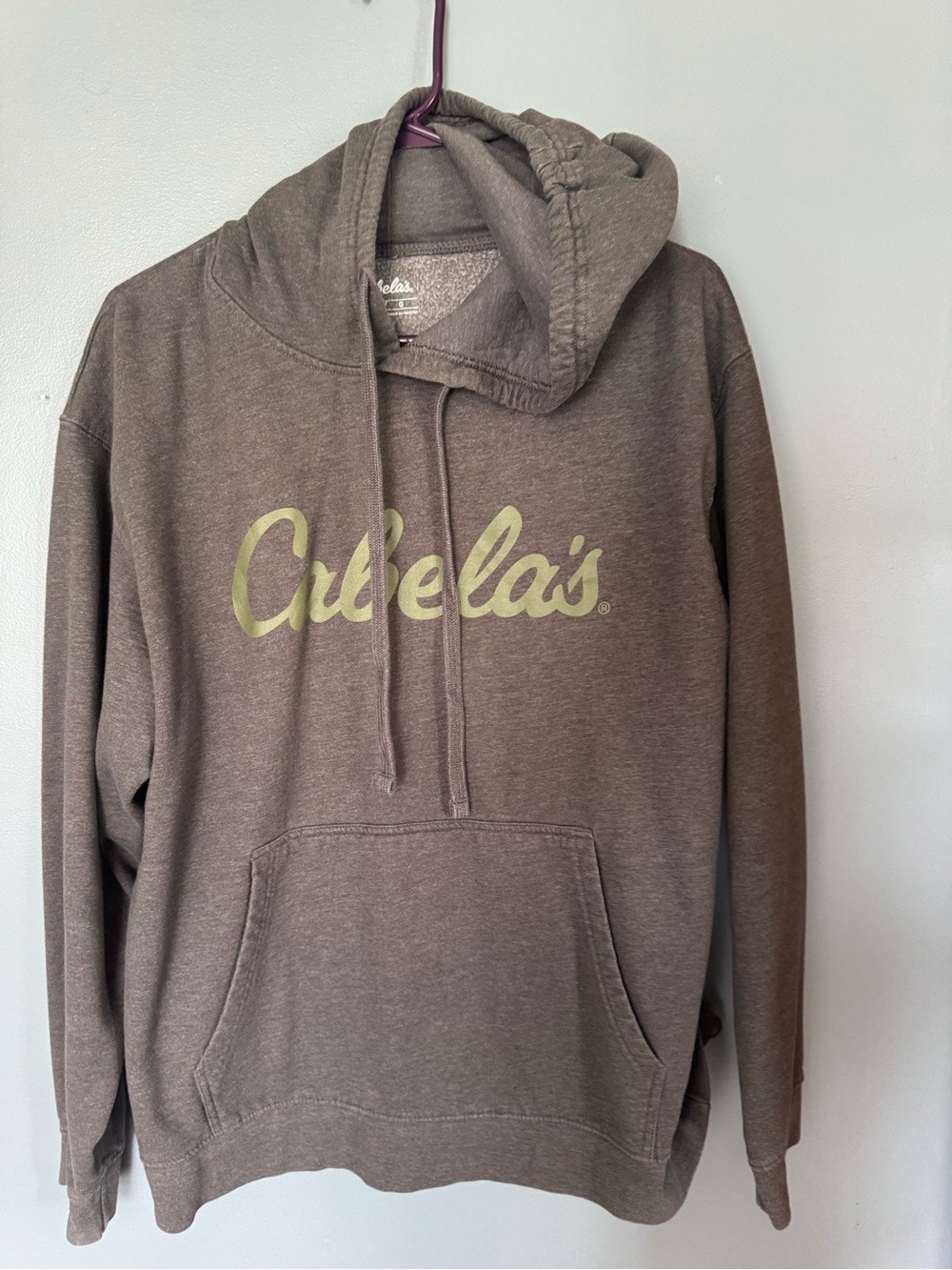 Cabela's Brown Crewneck Hoodie with Pale Green Logo - Men's Sweater
